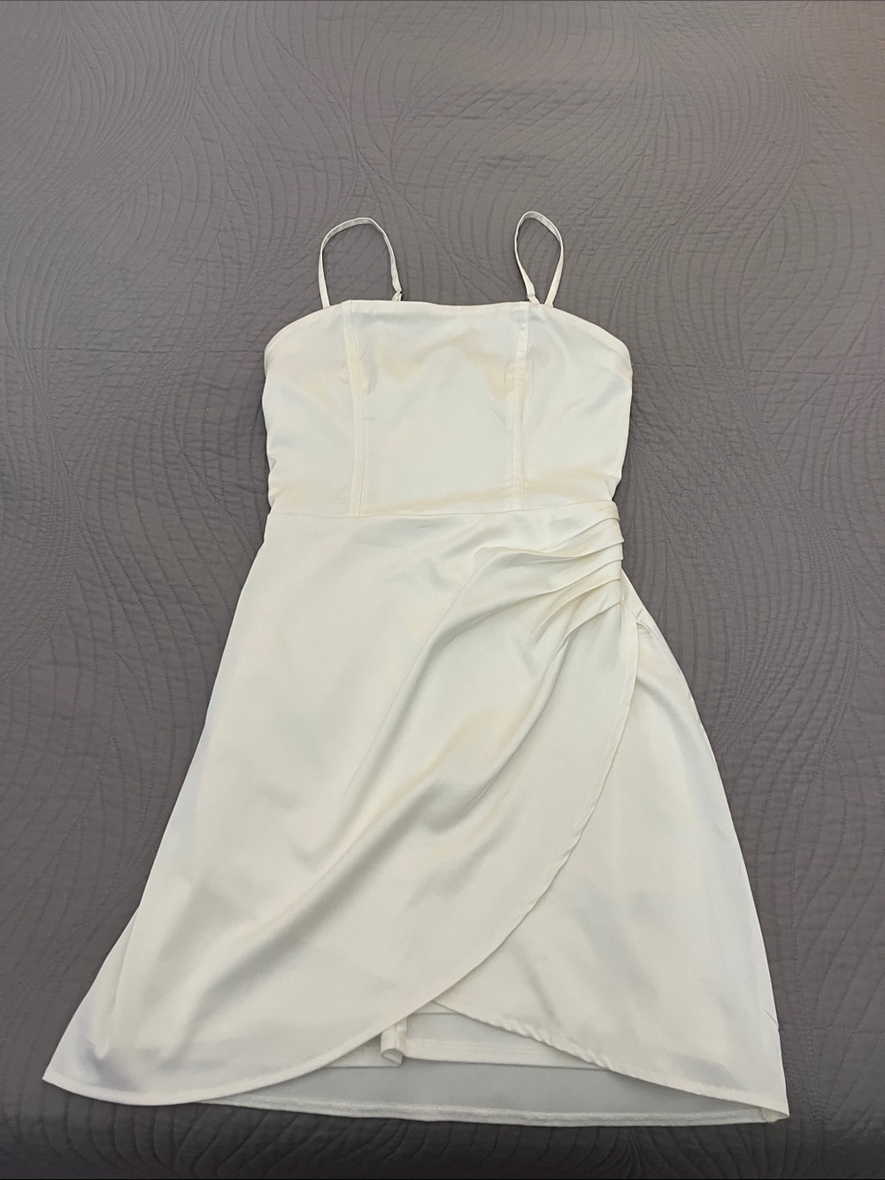 Strapless White Ruched Mini Dress XXS